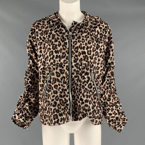 VERONICA BEARD Size S Beige Brown Polyester Animal Print Hooded Jacket - Picture 1 of 6